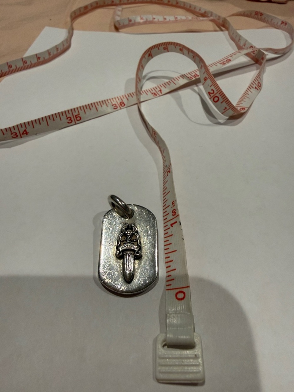 Chrome Hearts Silver Dog Tag Dagger Pendant